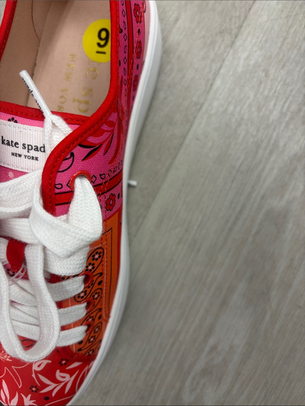 kate spade Red and Pink Bandana Print Platform Sneakers - Picture 2 of 3